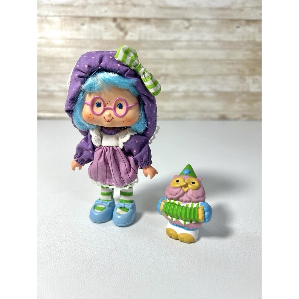 Strawberry Shortcake 1984 Doll Plum Pudding & pet Elderberry Owl Party Pleaser